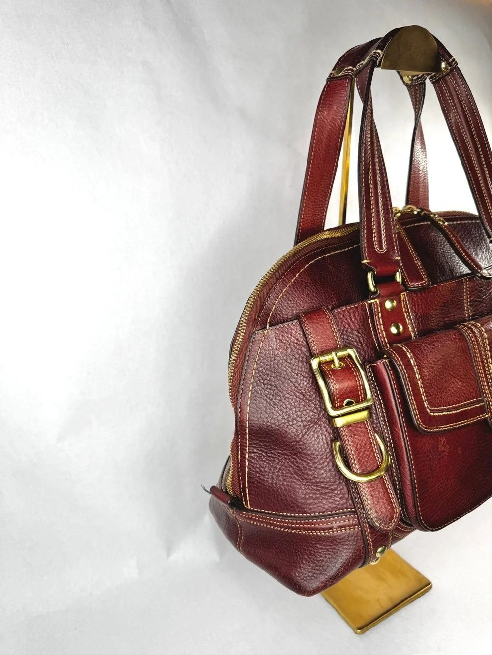 Coach Legacy Large Hamptons Miranda Rare Bordeaux Burgundy Leather Satchel Bag - Picture 2 of 15